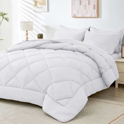 Comfowell Solid Double Quilt for  Heavy Winter(Polyester, White)