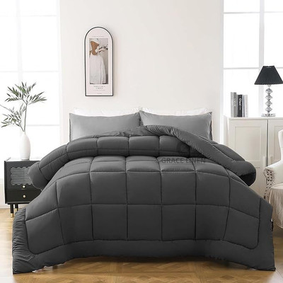 Sai Store Solid Single Comforter for  Heavy Winter(Poly Cotton, Dark Grey)