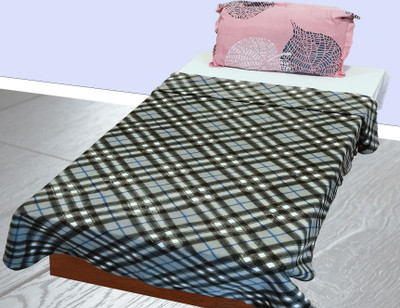 WARMZY Floral Single Fleece Blanket for  Heavy Winter(Polyester, Grey Check)