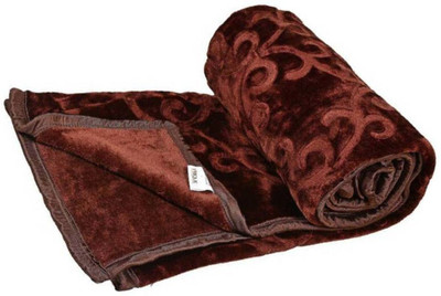 ACZO FEEL Solid Double Mink Blanket for  Heavy Winter(Microfiber, Brown)