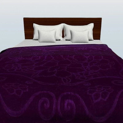 Varaari Self Design Single Mink Blanket for  Heavy Winter(Woollen Blend, Purple)