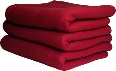 HOMIEE Solid Single Fleece Blanket for  Mild Winter(Polyester, Red)