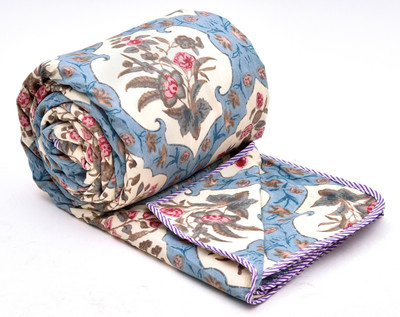 RRC Printed Double Dohar for  AC Room(Microfiber, Blue)