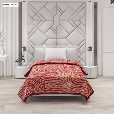MONTE CARLO Printed Single Mink Blanket for  Heavy Winter(Polyester, Multicolor)