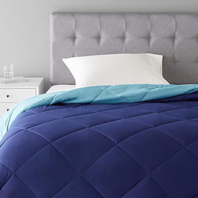 HELGA Checkered Single Comforter for  Mild Winter(Poly Cotton, Royal Blue& Sky Blue)