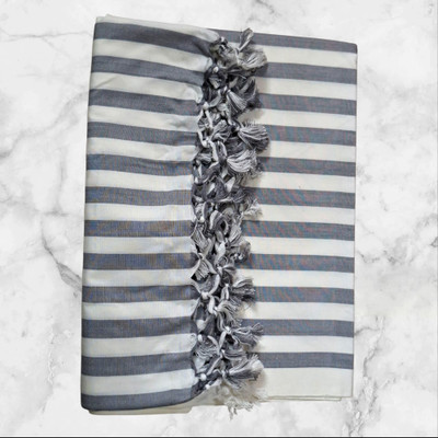 DRISHTI Striped Double Comforter for  AC Room(Silk, Grey)