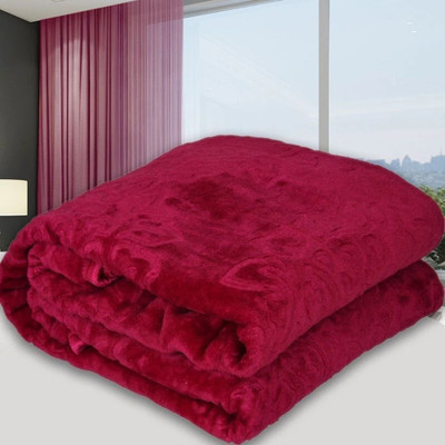 YUKU Floral Single Mink Blanket for  Heavy Winter(Fur, Maroon)