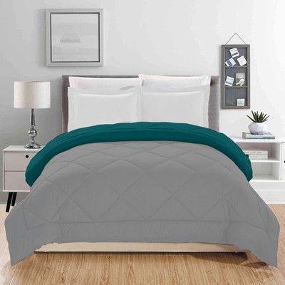 Relaxfeel Solid Double Comforter for  Heavy Winter(Polyester, Green, Grey)