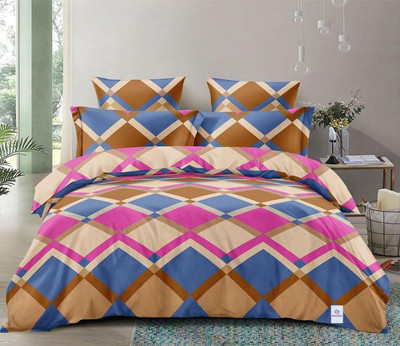 Heart Home Geometric Double Comforter for  AC Room(Microfiber, Multicolor)