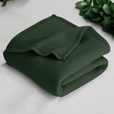 WARMZY Solid Single AC Blanket for  Mild Winter(Polyester, Green)