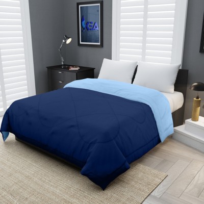 Comfowell Solid King Quilt for  Heavy Winter(Poly Cotton, Navy Blue & Sky Blue)