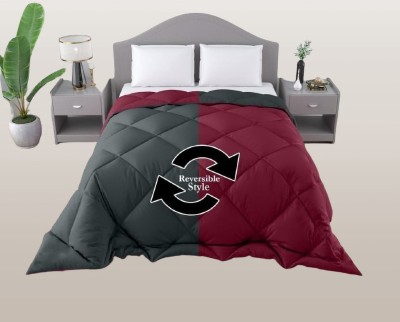 Ononlie Solid Double Comforter for  AC Room(Cotton, Gray Maroon)