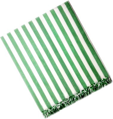 OKTIC Striped Single Top Sheet for  Mild Winter(Cotton, Forest Green and White)