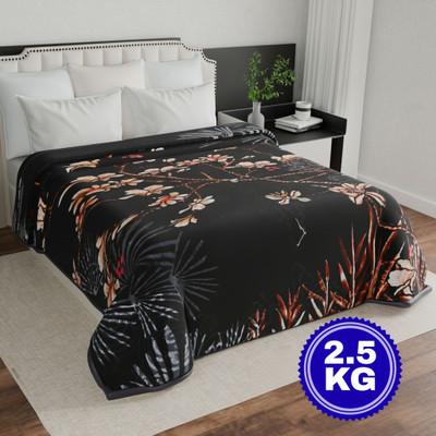 MAGICAL Floral King Mink Blanket for  Heavy Winter(Microfiber, Premium Black & 20)