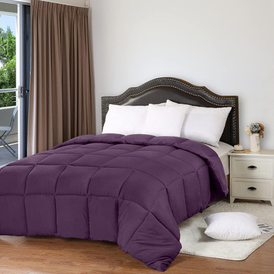 Linenovation Solid Double Comforter for  Heavy Winter(Cotton, Purple)