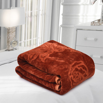SPANGLE Self Design Single AC Blanket for  AC Room(Microfiber, Rust)