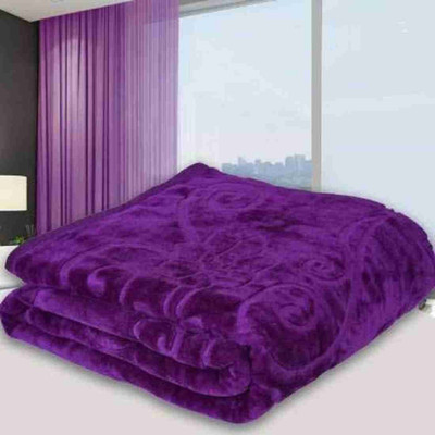 SIE STORE Floral Single Mink Blanket for  Heavy Winter(Microfiber, Purple)