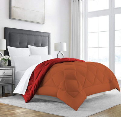 Texlux Solid Single Comforter for  Heavy Winter(Polyester, Red : Orange)