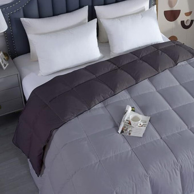 glaxy Solid Double Comforter for  AC Room(Microfiber, SILVER DARK GREY)