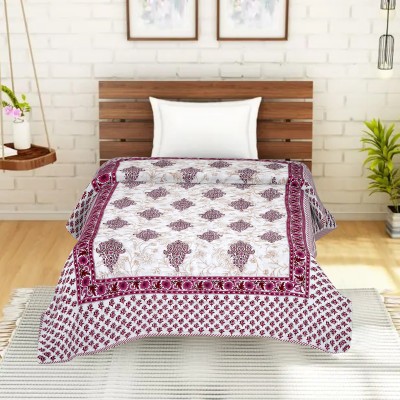 THROW KING Floral Single Quilt for  AC Room(Cotton, Marron)