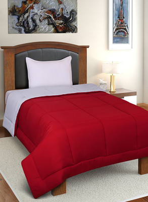 HOME9INE Solid Double Comforter for  AC Room(Polyester, Maroon and Light Grey)