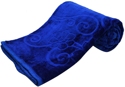 TUNDWAL'S Floral Double Mink Blanket for  Mild Winter(Microfiber, Blue)