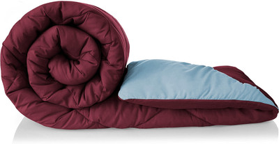 BSB HOME Solid Single Comforter for  Heavy Winter(Microfiber, Red, Grey)