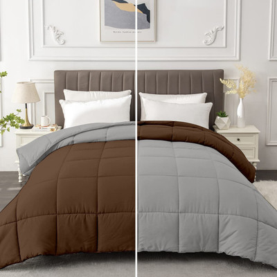Razzai Solid Single Comforter for  Heavy Winter(Microfiber, Chocolate, Silver)