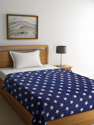 Cortina Abstract Single Comforter for  Mild Winter(Microfiber, Blue, White)
