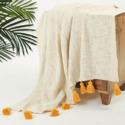 HOMADORN Solid Single Throw for  Mild Winter(Cotton, Yellow)