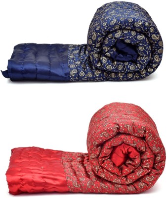 Gnudi Printed Double Quilt for  AC Room(Silk, Blue, Red)