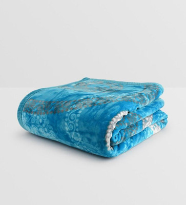 HOLYKRAFT Self Design Single Mink Blanket for  Heavy Winter(Polyester, Light Blue)