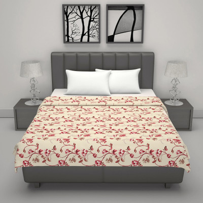 Divine Casa Floral Double Dohar for  AC Room(Cotton, Biscotti)