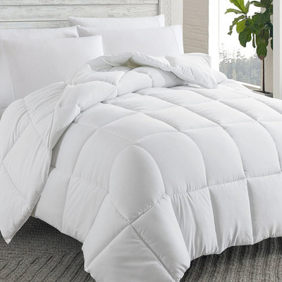 glaxy Solid Double Comforter for  Mild Winter(Poly Cotton, White)