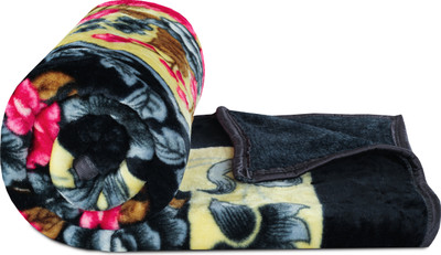 VAS COLLECTIONS Printed Double Mink Blanket for  Heavy Winter(Polyester, Teal & Beige & Red)
