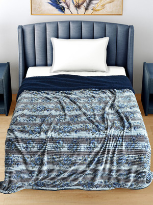 Fabinaliv Floral Single Comforter for  Mild Winter(Woollen Blend, Grey)