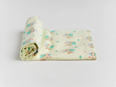 Firstin Printed Double Dohar for  Mild Winter(Cotton, Yellow Zippy Zebra)