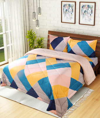 Floating Dreams Geometric King AC Blanket for  Heavy Winter(Poly Cotton, Multicolor)