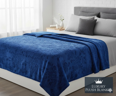 AARADHAYA Floral Double Mink Blanket for  Heavy Winter(Polyester, Navy Blue)