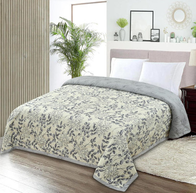 TexKing Printed Double Comforter for  AC Room(Cotton, Milk White, Reversible Double Bed Ultrasonic Comforter-Vacuum Packed)