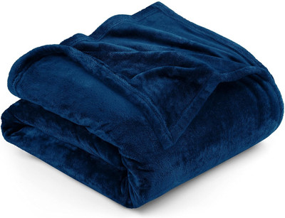 Cotton Bolls Textiles Solid Double Fleece Blanket for  Mild Winter(Microfiber, NAVY)