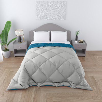 CHICERY Solid Double Comforter for  Heavy Winter(Microfiber, grey teal)