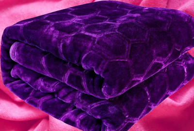 KIXTA Self Design Double Mink Blanket for  Heavy Winter(Microfiber, Purple)