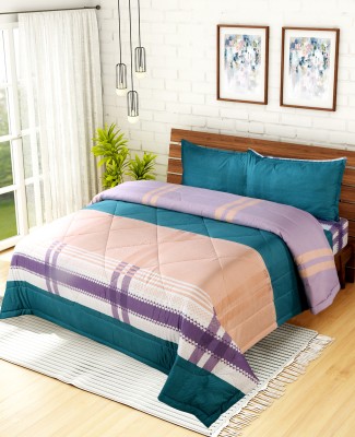 Floating Dreams Microfiber King Sized Bedding Set(Green Stripe)