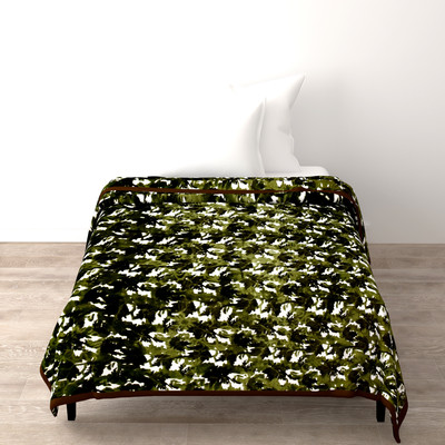SPANGLE Printed Single Mink Blanket for  Mild Winter(Poly Cotton, Dark Green)