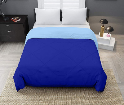 COZYEXPORTS Solid Double Comforter for  Mild Winter(Microfiber, Navy Blue, SKY BLUE)