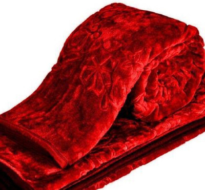 Yati Gallerie Floral King Mink Blanket for  Heavy Winter(Polyester, Red)