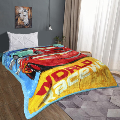 Signature Cartoon Single Mink Blanket for  Heavy Winter(Microfiber, Car's)
