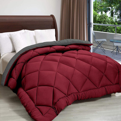 Texcasaa Solid Double Quilt for  Heavy Winter(Polyester, Maroon)