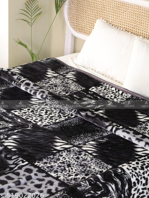 BHEBHA Abstract Double Mink Blanket for  Mild Winter(Microfiber, Grey-9)